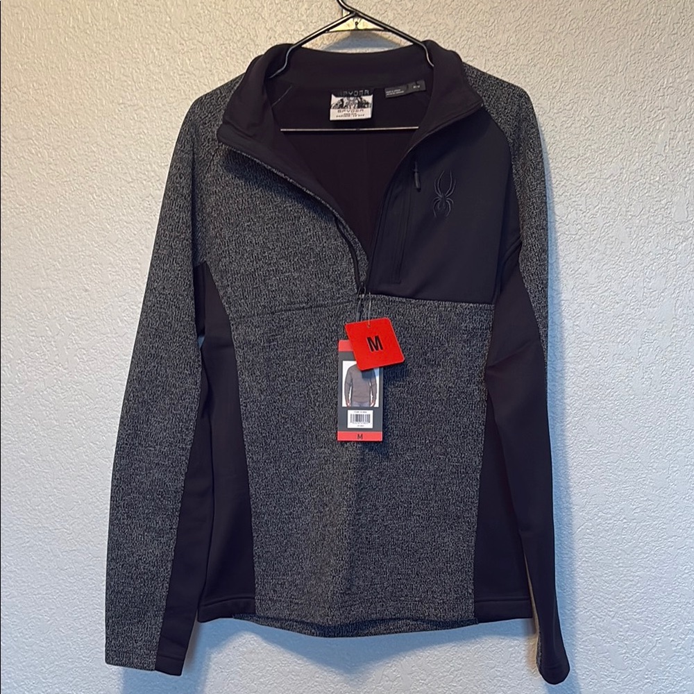🖤NYT Spyder Quarter-Zip Black and Gray Pullover (M)